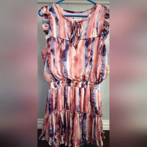 The Impeccable Pig Striped Pink and Blue Mini Dress